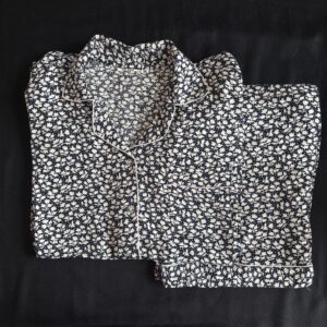 Black and White Floral Linen PJ Set