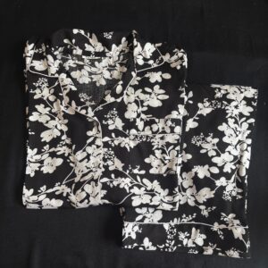 Black Ditsy Floral Linen PJ Set