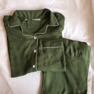 Olive Green Linen PJ Set