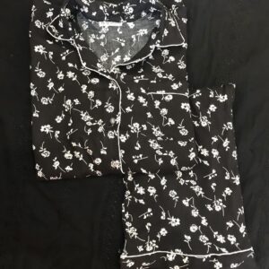 Ditsy Black Linen PJ Set