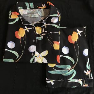Flowery Black Linen PJ Set